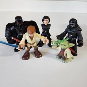 Playskool Star Wars Galactic Heroes Lot of 5 Figures Yoda Kylo Ren Vader Obi-Wan